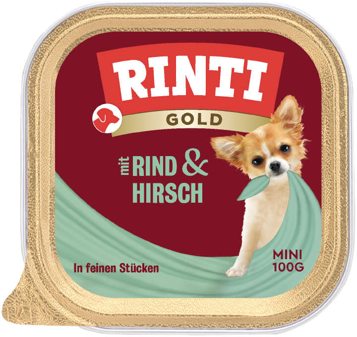 RINTI Hunde-Nassfutter Gold Mini Hirsch+Rind